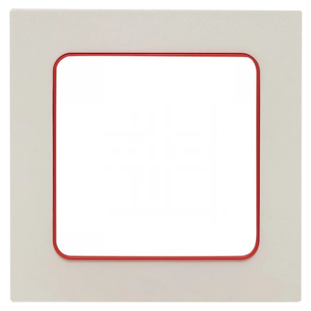 Рамка EKF PROxima Стокгольм 1 пост 82х82х8 мм, корпус - поликарбонат, монтаж - универсальный, цвет - белый линия красная