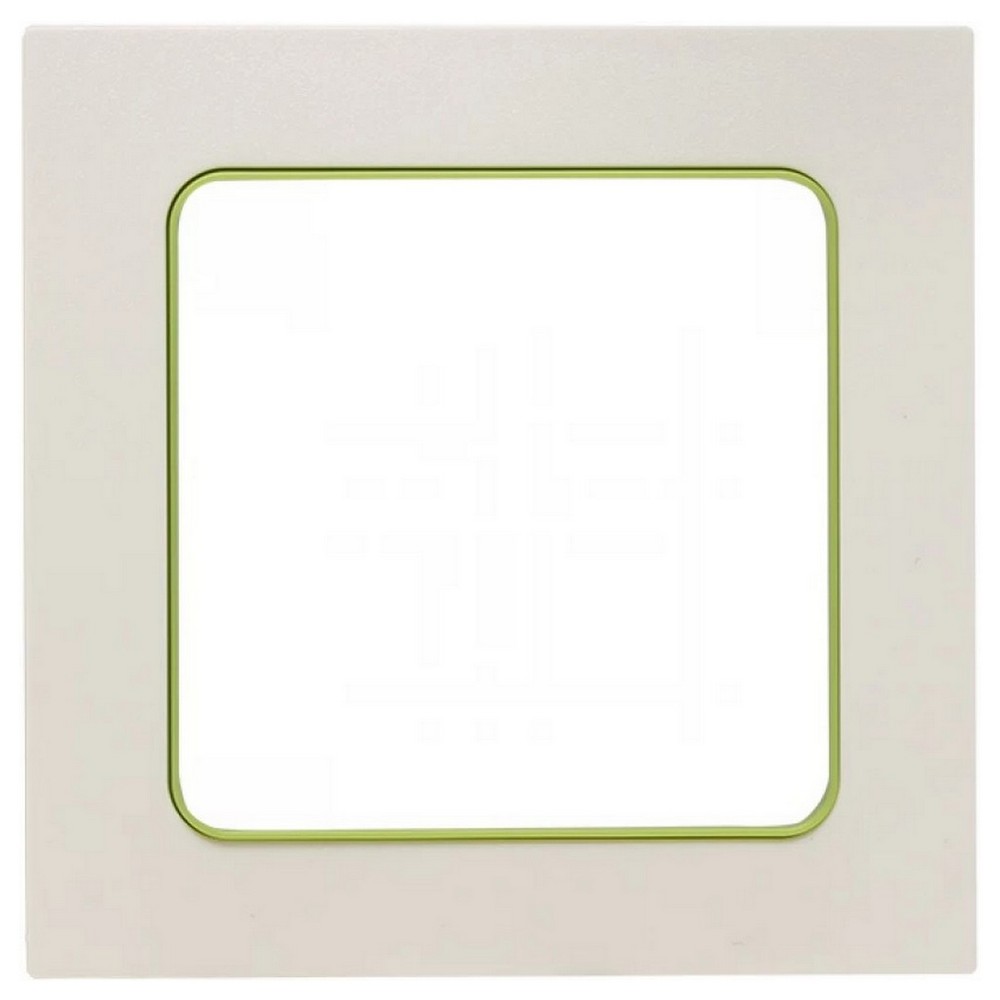 Рамка EKF PROxima Стокгольм 1 пост 82х82х8 мм, корпус - поликарбонат, монтаж - универсальный, цвет - белый линия зеленая