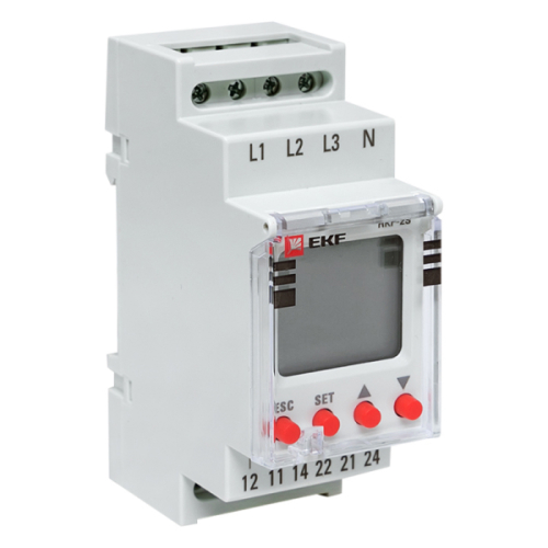 Реле контроля фаз с LCD дисплеем EKF PROxima RKF-2S 300 В автоматические, номинальный ток 8 А, количество переключающих контактов - 2