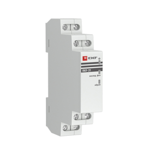 Реле контроля фаз EKF PROxima RKF-31 154–540 В автоматические, номинальный ток 8 А, количество переключающих контактов - 2