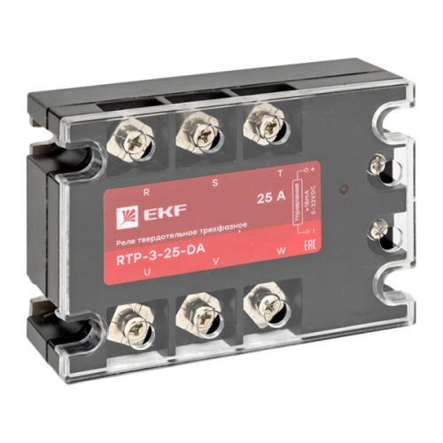 Реле твердотельные трехфазные EKF PROxima RTP DA, номинальный ток 25-60 А, рабочее напряжение 24-480В, напряжение цепи управления 30-32В