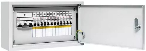 Щиты осветительные металлические EKF Basic ОЩВ IP31 3P 1x63-100A 1P 9-12x16A с автоматическими выключателями, цвет - серый