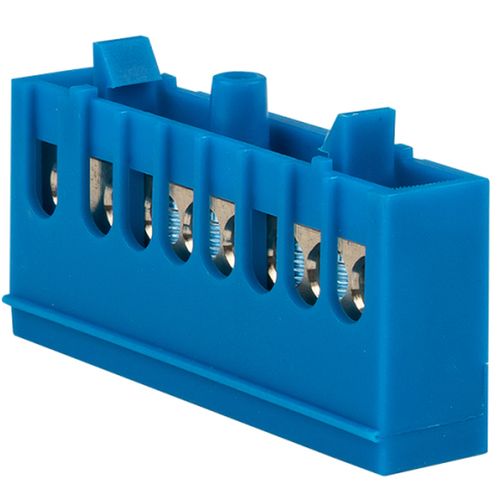 Шины нулевые изолированные EKF PROxima N 6x9 мм, 8-12 отверстий, синий изолятор на DIN-рейку, корпус-латунь