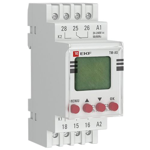 Таймеры EKF TM-АS ток-16 А, 24-264 В АС/DC, электронные, астрономические, двухканальные