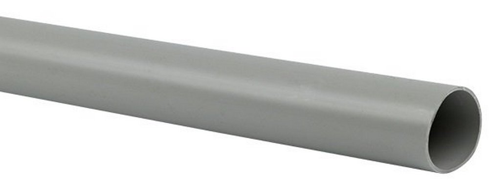 Труба гладкая ЭРА Дн63 L3 жесткая, внешний диаметр 63 мм, материал - ПВХ, стержень - 3 м, цвет - серый