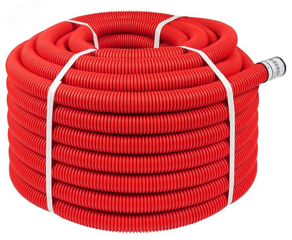 Труба гофрированная EKF Plast Дн63 L50 двустенная гибкая с протяжкой, внешний диаметр 63 мм, материал - ПНД, бухта 50 м, цвет красный