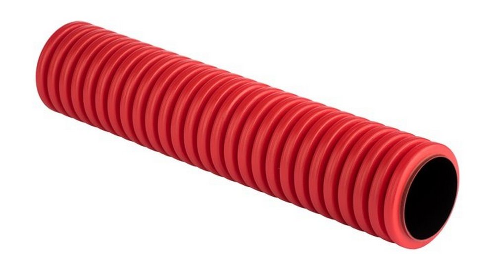 Труба гофрированная EKF Plast Дн125 L6 двустенная жесткая, внешний диаметр 125 мм, материал - ПНД, стержень 6 м, цвет красный