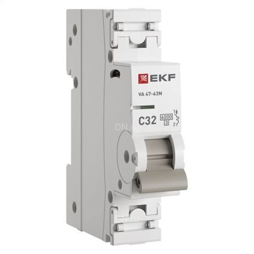 Автоматический выключатель однополюсный EKF PROxima BA47-63N 1P 50А (C) 6кA с электромагнитным расцепителем, сила тока 50А, тип расцепления C, отключающая способность 6кА