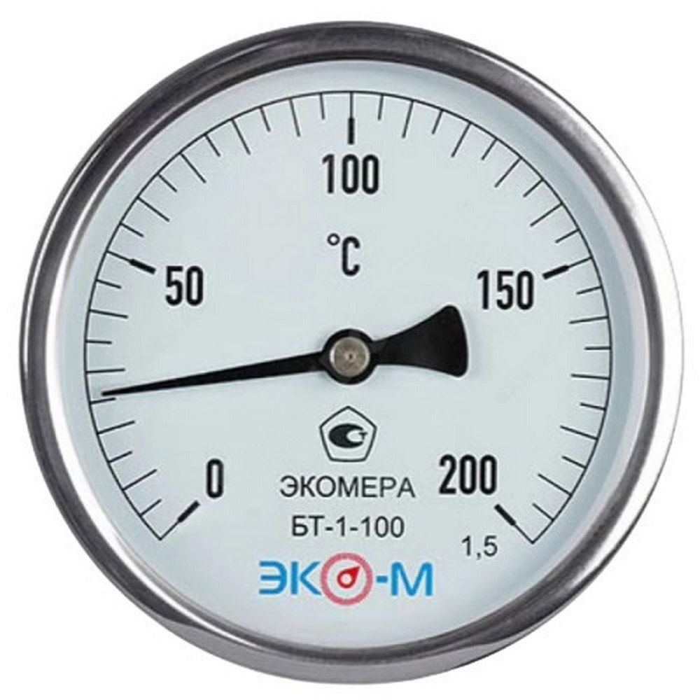 Термометр осевой ЭКОМЕРА ДК100 200°С биметаллический БТ-1-100 L=100 мм