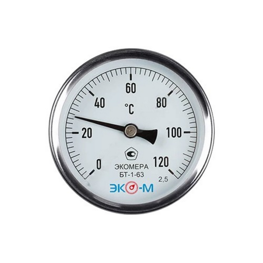 Термометр осевой ЭКОМЕРА ДК63 200°С биметаллический БТ-1-63 L=40 мм
