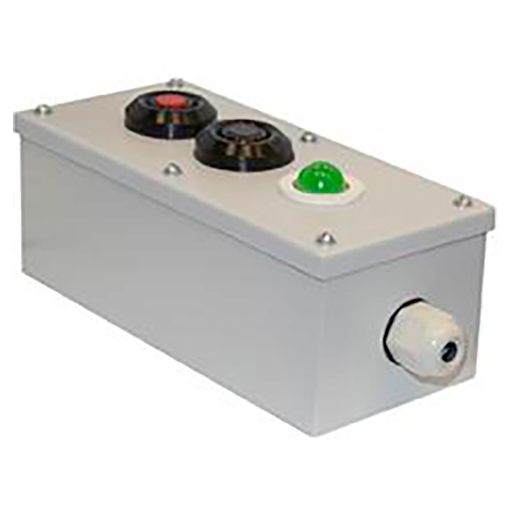 Пост кнопочный Электротехник ПКУ-15-21.131-54 контакты 1НО+1НЗ, черная и красная кнопки + зеленый индикатор 220В, 10А, IP54, У2
