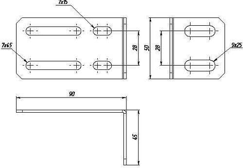 Кронштейн стеновой EKF PROxima, высота - 50 мм, ширина - 45 мм, длина - 90 мм, материал - сталь, толщина стали - 2 мм, покрытие - горячее цинкование погружением