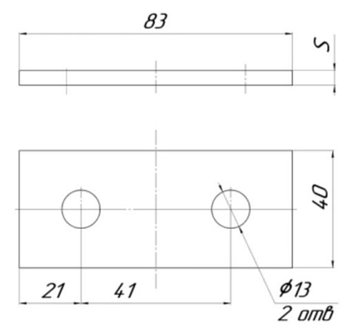 Пластина EKF STRUT-система S-Line 2 отверстия Ø13 мм, высота - 5 мм, ширина - 40 мм, длина - 85 мм, толщина - 5 мм, материал - сталь, покрытие - цинкованние по методу Сендзимира, цвет - светло-серый