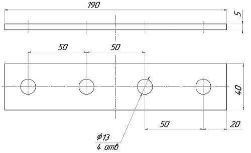 Пластина EKF STRUT-система S-Line 4 отверстия Ø13 мм, высота - 5 мм, ширина - 40 мм, длина - 160 мм, толщина - 5 мм, материал - сталь, покрытие - цинкованние по методу Сендзимира, цвет - светло-серый