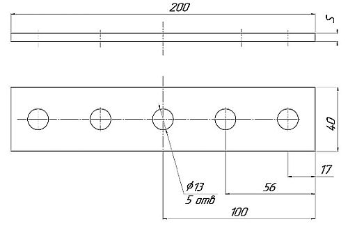 Пластина EKF STRUT-система S-Line 5 отверстий Ø13 мм, высота - 5 мм, ширина - 40 мм, длина - 200 мм, толщина - 5 мм, материал - сталь, покрытие - цинкованние по методу Сендзимира, цвет - светло-серый