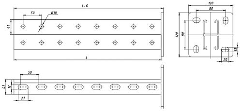 Стойка EKF STRUT-система S-Line двойная 41x41x300, высота - 41 мм, ширина - 41 мм, длина - 300 мм, толщина стали - 2.5 мм, материал - сталь, покрытие - горячее цинкование погружением, цвет - светло-серый