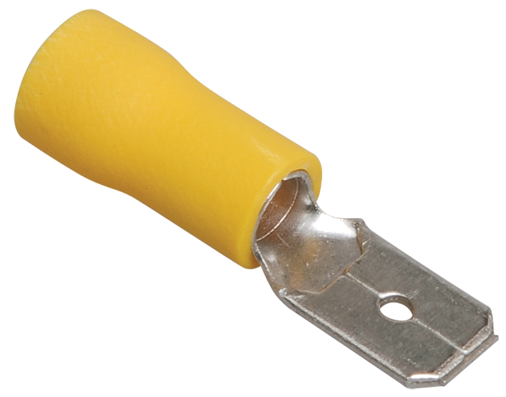 Разъем плоский IEK РпИп 5-6-0.8, сечение 6 мм2, длина 21 мм, материал - латунь, упаковка - 100 шт, цвет - желтый