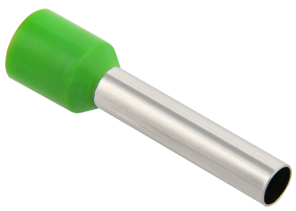 Наконечник втулочный IEK НШВИ штыревой, изолированный, сечение 6 мм2, длина контакта 18 мм, упаковка - 100 шт, материал - медь, цвет - светло-зеленый