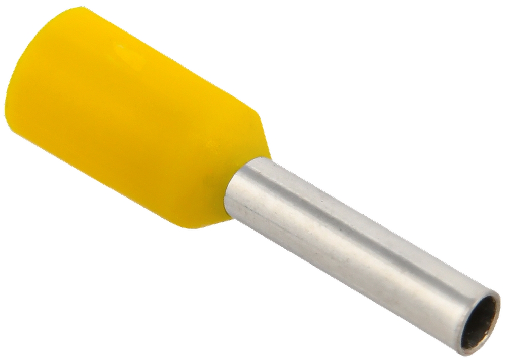 Наконечник втулочный IEK НШВИ 1-8 штыревой, изолированный, сечение 1 мм2, длина контакта 8 мм, упаковка - 100 шт, материал - медь, цвет - желтый 