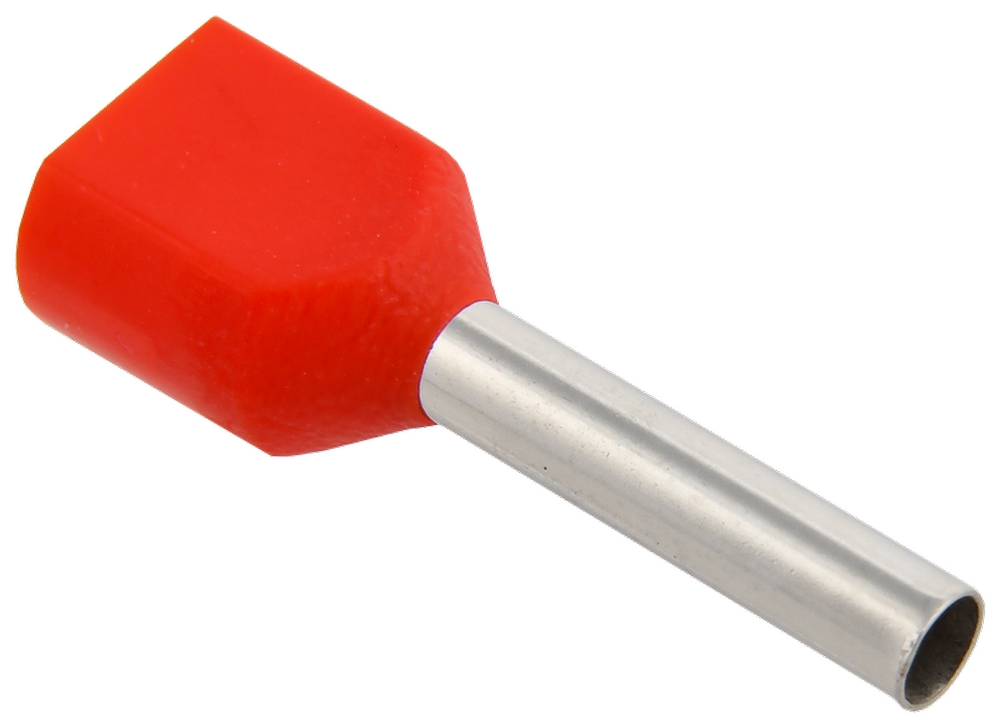 Наконечник втулочный IEK НШВИ2 1.5-12 штыревой, изолированный, сечение 1.5 мм2, длина контакта 12 мм, упаковка -20 шт, материал - медь, цвет - красный 