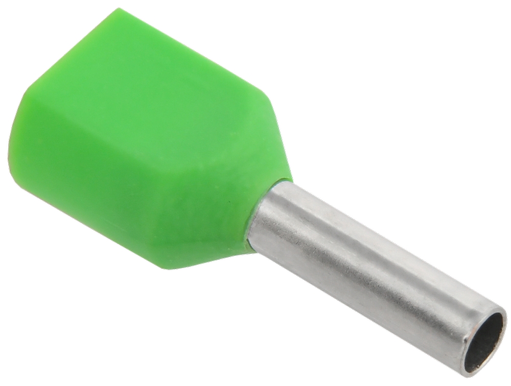 Наконечник втулочный IEK НШВИ2 штыревой, изолированный, сечение 1 мм2, длина контакта 8 мм, упаковка -100 шт, материал - медь, цвет - светло-зеленый  