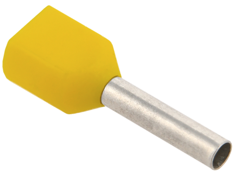 Наконечник втулочный IEK НШВИ2 1-10 штыревой, изолированный, сечение 1 мм2, длина контакта 10 мм, упаковка -100 шт, материал - медь, цвет - желтый 