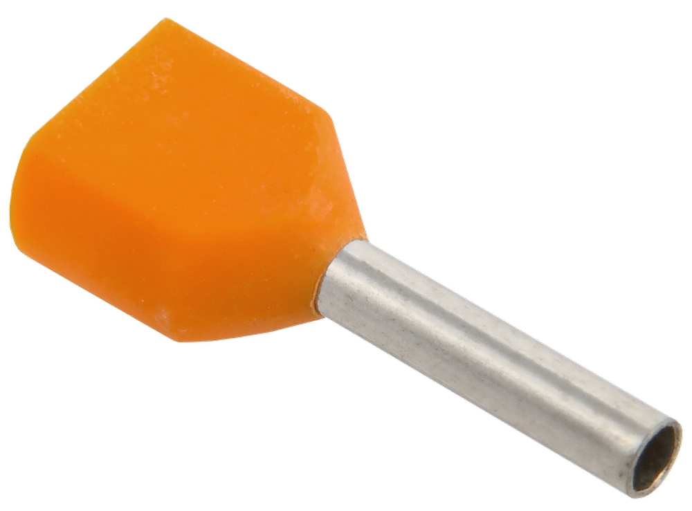 Наконечник втулочный IEK НШВИ2 0.5-8 штыревой, изолированный, сечение 0.5 мм2, длина контакта 8 мм, упаковка -100 шт, материал - медь, цвет - оранжевый 