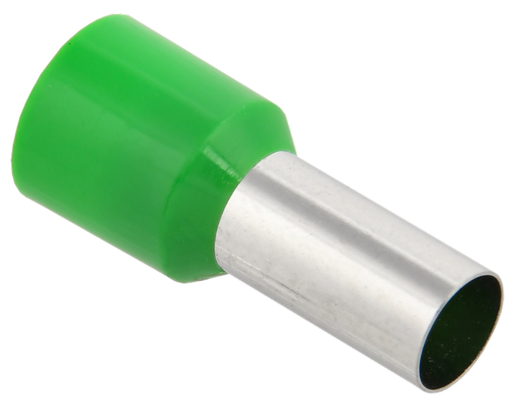 Наконечник втулочный IEK НШВИ 16-12 штыревой, изолированный, сечение 16 мм2, длина контакта 12 мм, упаковка - 100 шт, материал - медь, цвет - зеленый 