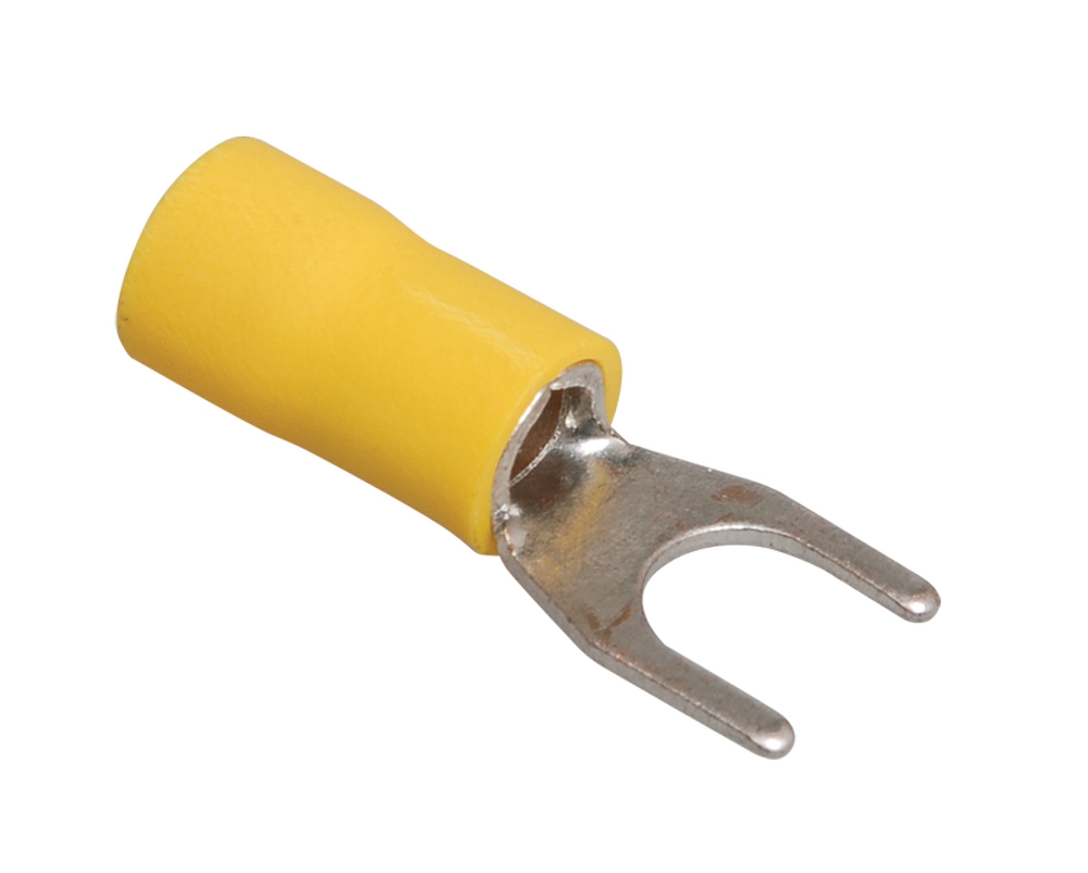 Наконечник вилочный IEK НВИ 5.5-4, сечение 4-6 мм2, присоединительная часть 4.3 мм, материал - медь, упаковка - 100 шт, цвет - желтый