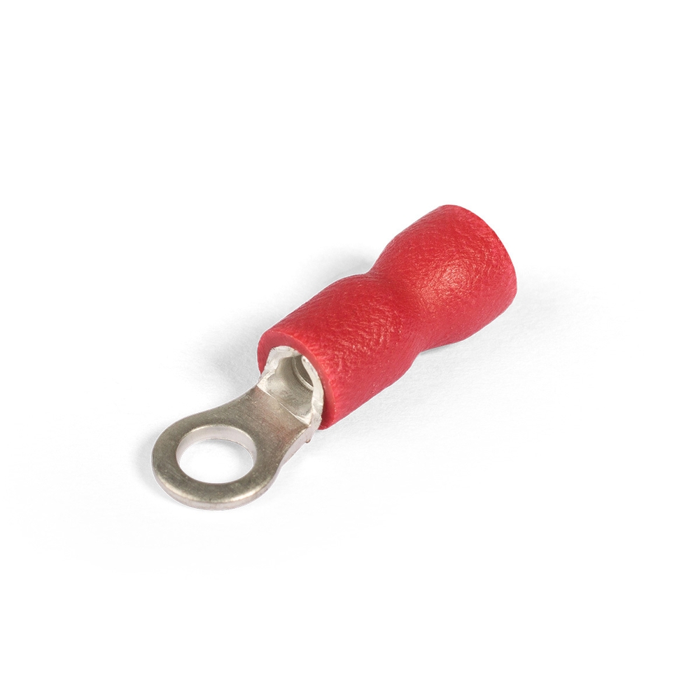 Наконечник кольцевой КВТ НКИ 1.5-4 изолированный, сечение 1.5 мм2,  диаметр кольца 4.3 мм, материал - медь, цвет - красный