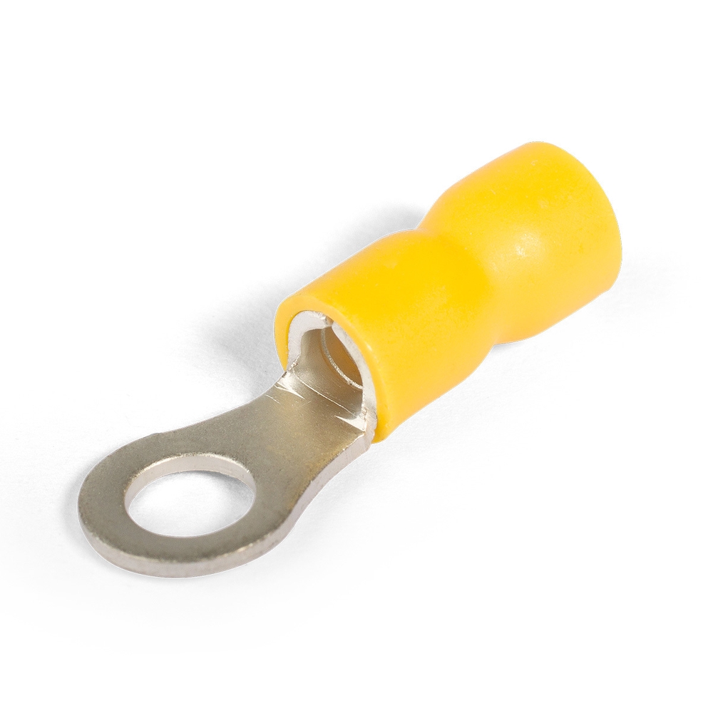 Наконечник кольцевой КВТ НКИ 6-5 изолированный, сечение 6 мм2,  диаметр кольца 5.3 мм, материал - медь, цвет - желтый
