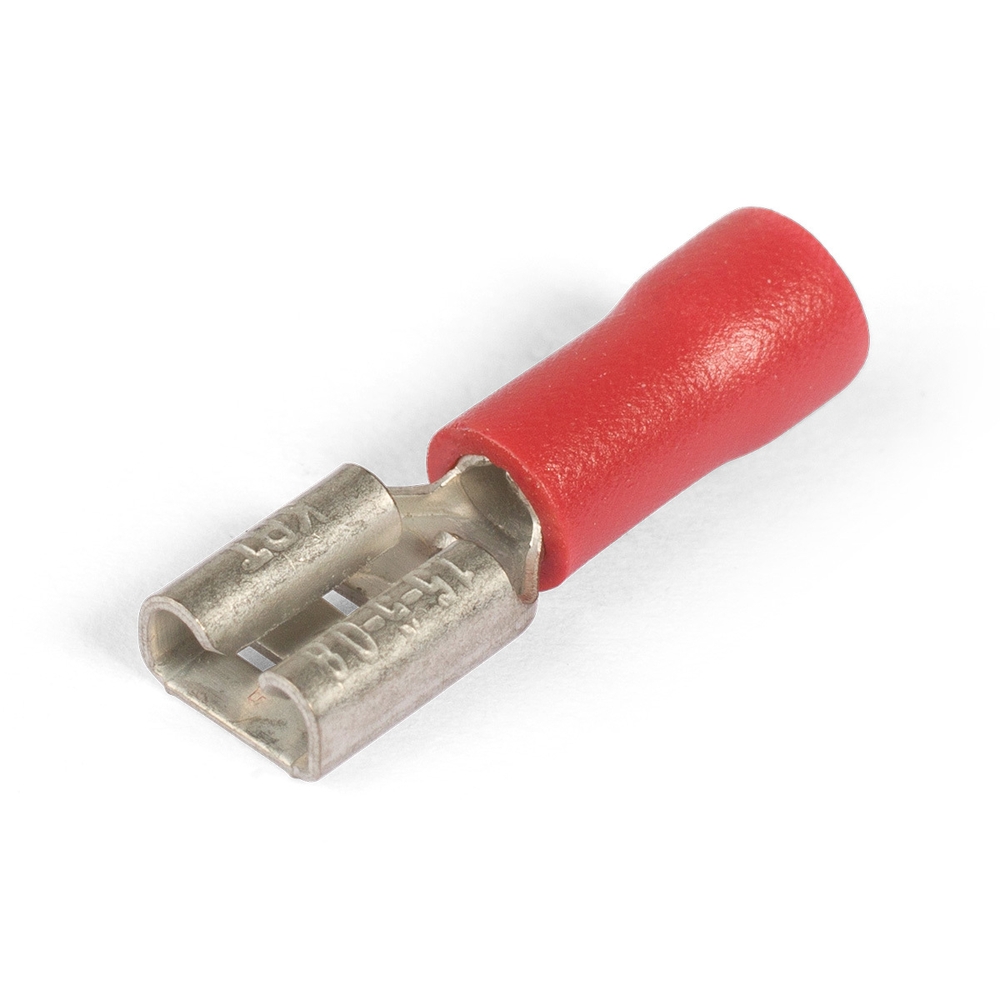 Разъем плоский КВТ РПИ-М 1.5-(2.8), сечение 1.5 мм2, длина 17.3 мм, материал - латунь, цвет - красный
