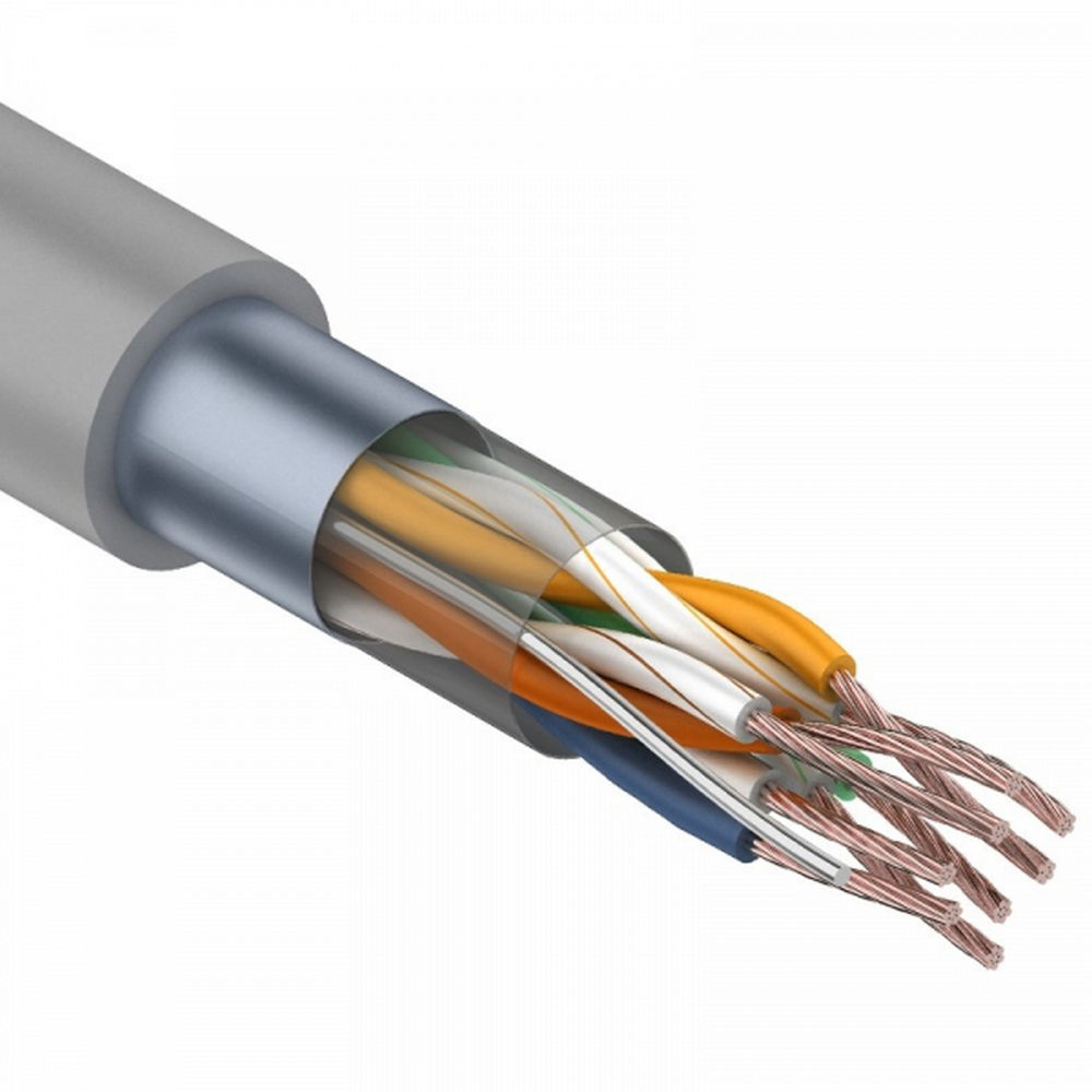 Витая пара REXANT F/UTP 4x2x24AWG, длина - 305 м, категория - 5e, количество пар - 4, сечение - 0,02 мм2, цвет - серый, материал оболочки - PVC 