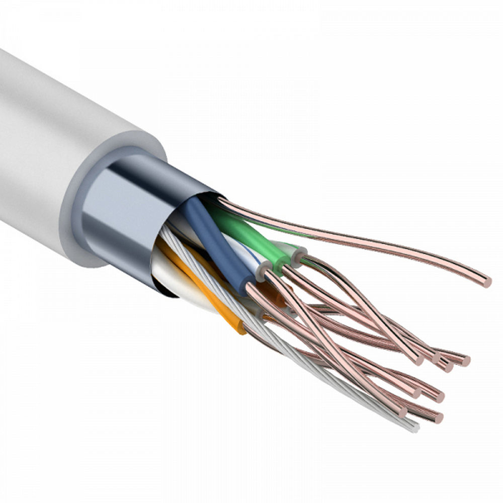 Витая пара PROCONNECT F/UTP 4x2x24AWG, длина - 50 м, категория - 5e, количество пар - 4, сечение - 0,2 мм2, цвет - серый, материал оболочки - PVC 