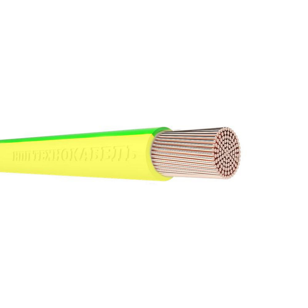 Провод Технокабель ПуГПнг(А)-HF 1х4 Ж/З в бухте (м), количество жил - 1, напряжение - 450 В, сечение - 4 мм2, материал изоляции - полимерная композиция без галогенов, цвет - желто-зеленый