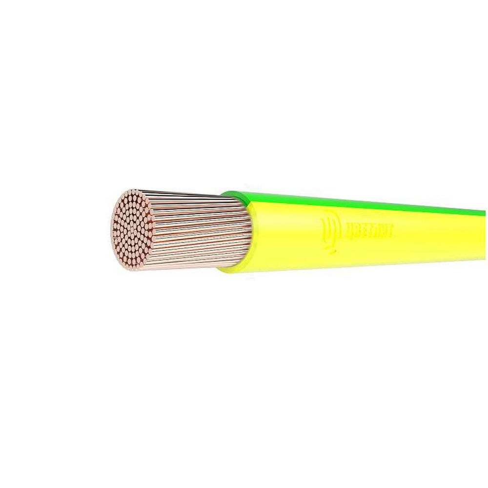 Провод Цветлит ПуГВнг(А)-LS 1х95 Ж/З количество жил - 1, напряжение - 750 В, сечение - 95 мм2, материал изоляции - поливинилхлорид, цвет - желто-зеленый