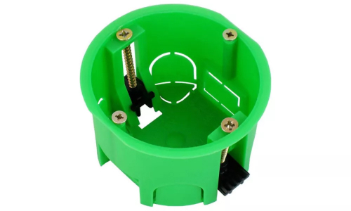 Коробки установочные HEGEL КУ120 68x40-45мм IP20, пластиковые лапки, способ монтажа скрытый, цвет - зеленый