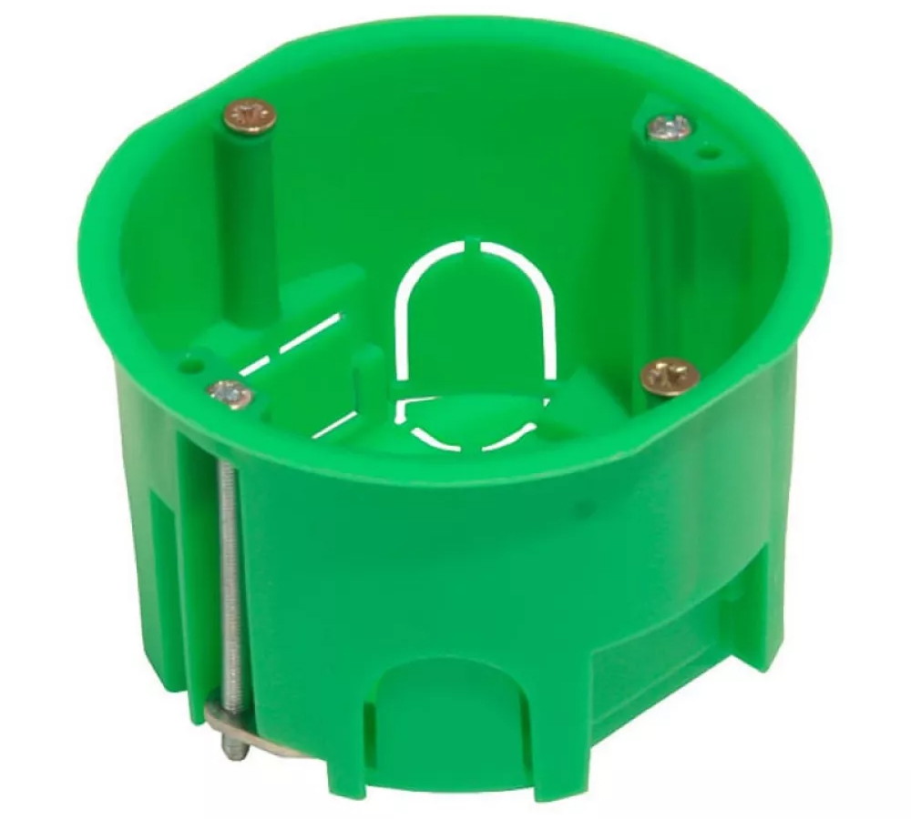 Коробка установочная HEGEL КУ120 68x45мм IP20, металлические лапки, способ монтажа скрытый, цвет - зеленый