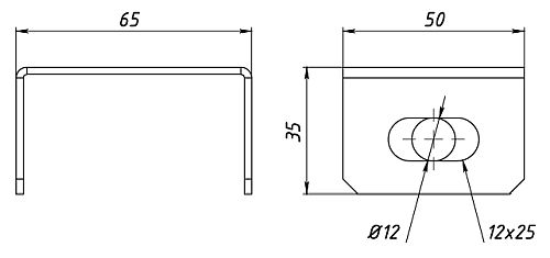 Держатель потолочный EKF H-LINE, высота - 35 мм, ширина - 50 мм, длина - 65 мм, материал - сталь, толщина стали - 1.5 мм, покрытие - цинкованние по методу Сендзимира, цвет - светло-серый