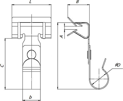 Зажим балочный EKF MF-LINE под трубу 20 мм 8-14 мм, материал - сталь, покрытие - цинкованние по методу Сендзимира, цвет - светло-серый