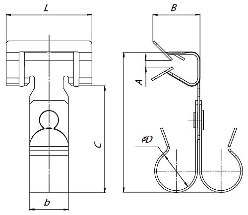 Зажим балочный EKF MF-LINE двойной под трубу 20 мм 8-14 мм, материал - сталь, покрытие - цинкованние по методу Сендзимира, цвет - светло-серый