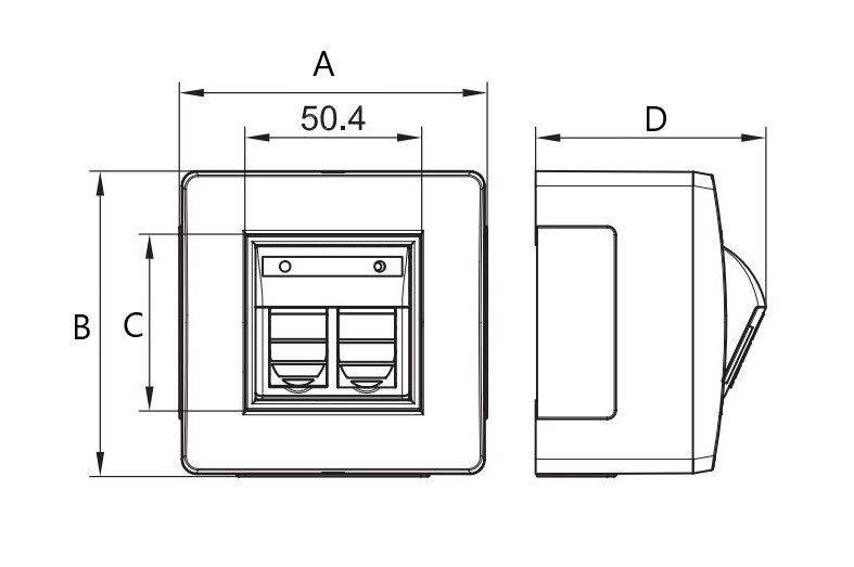 Коробка в сборе DKC Brava PDD-N60 2 розетки RJ45 категории 5E (телефон/компьютер), степень защиты - IP40, цвет - белый