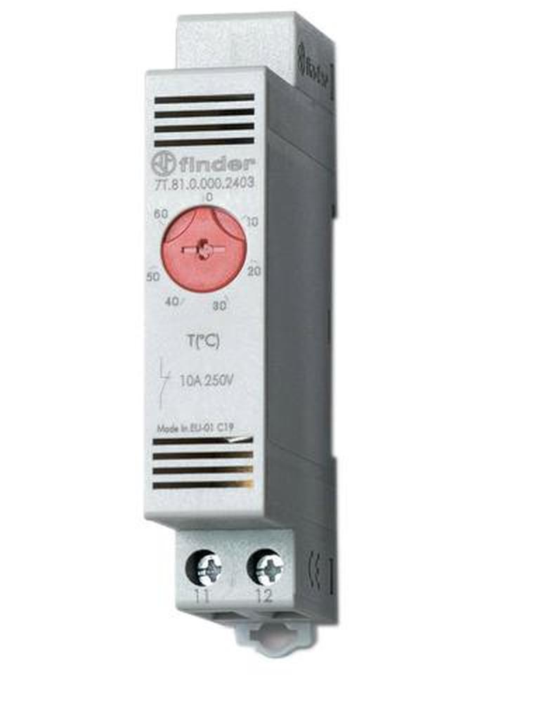 Термостат модульный промышленный FINDER 7T регулируемый диапазон температуры -20 + 40°C, NO-контакт