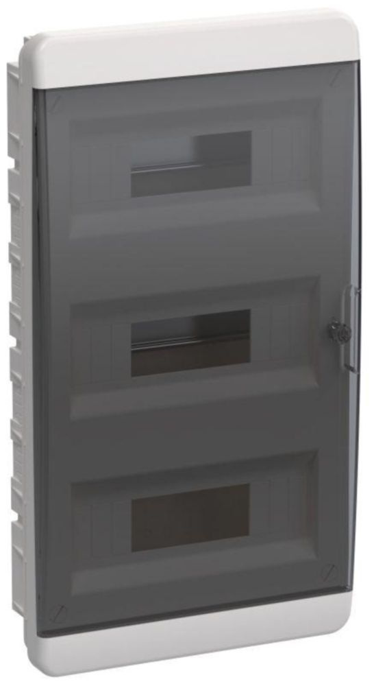Корпус встраиваемый IEK TEKFOR ЩРВ-П модулей-36, рядов-3, глубина - 102 мм, ширина - 290 мм, высота - 535 мм, IP41, материал - пластик, цвет - белый, черная прозрачная дверь