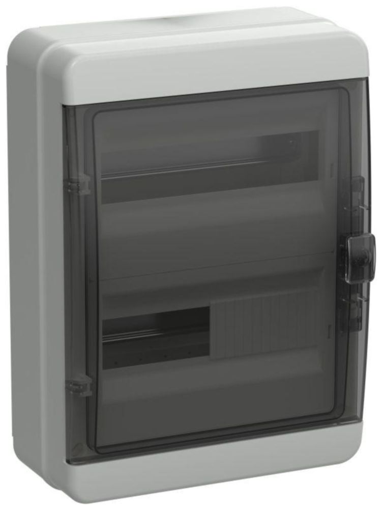 Корпус навесной IEK TEKFOR КМПн модулей-24, рядов-2, глубина - 153 мм, ширина - 300 мм, высота - 410 мм, IP65, материал - пластик, цвет - серый, черная прозрачная дверь
