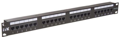 Патч-панели ITK Dual IDC 1U кат.5E UTP 24 порта, ширина - 482.6 мм, глубина - 33.4 мм, высота - 44 мм, цвет - черный