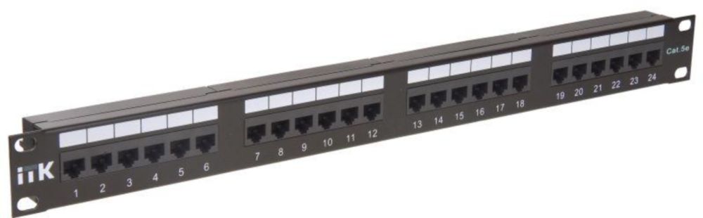 Патч-панель ITK Dual IDC 1U кат.5E UTP 24 порта, 482.6х33.4х44 мм, ширина - 482.6 мм, глубина - 33.4 мм, высота - 44 мм, цвет - черный