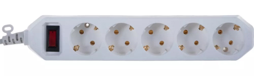 Сетевые фильтры ЭРА Б0019 1.5-5м 5 гнезд 2200Вт, сила тока 10А, сечение провода 3x0.75 мм2, с заземлением, цвет - белый