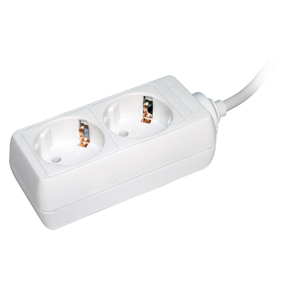 Удлинитель IEK WYP10-16-02-05-Z-N У02, розетки - 2 шт, длина кабеля - 5 м, ток номинальный - 16 А, мощность максимальная - 3500 Вт, с заземлением, белый