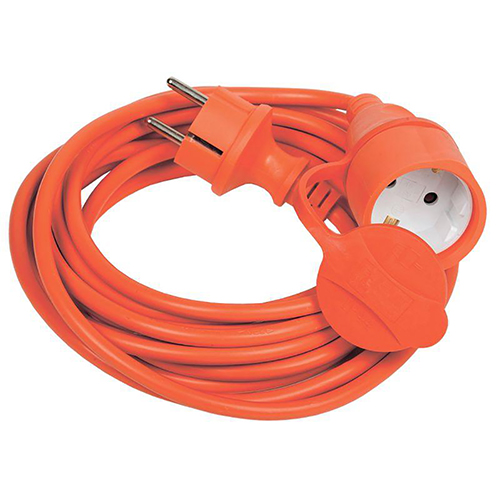 Удлинители-шнуры IEK WUP10 УШ-01РВ, розетки - 1 шт, ток номинальный - 10 А, мощность максимальная при размотанном кабеле - 2200 Вт, IP44, с заземлением оранжевые